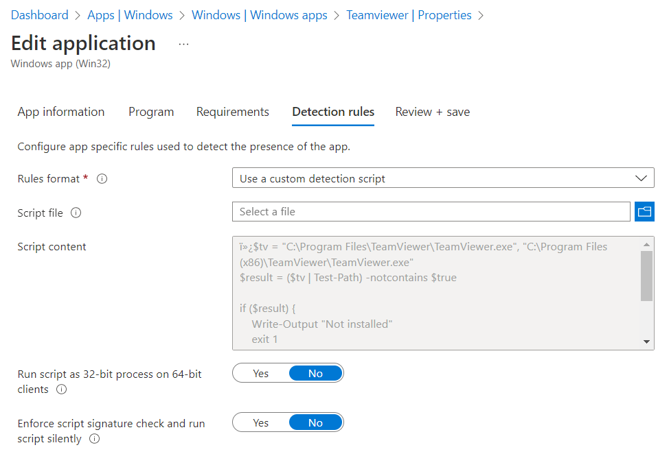 teamviewer detection script intune