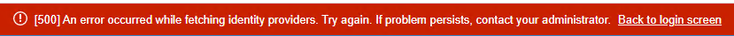 An error occurred while fetching identity providers.